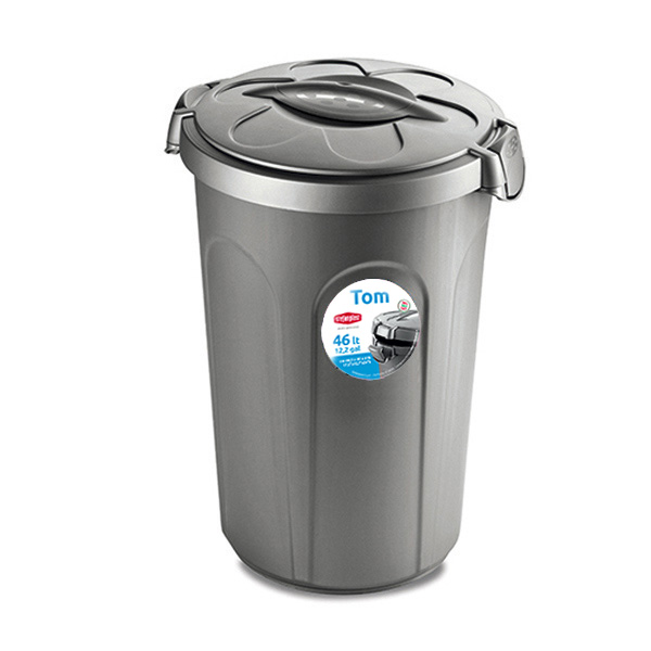 פח אשפה עם מכסה וסוגרים 46 ליטר דגם טום