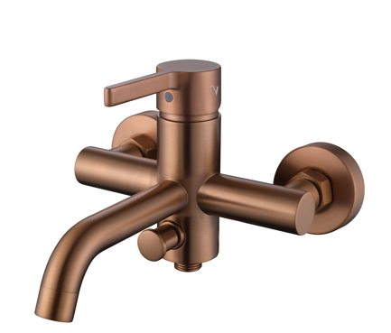 סוללה לאמבטיה עם מעביר קרמי דגם 80825 רוז גולד 